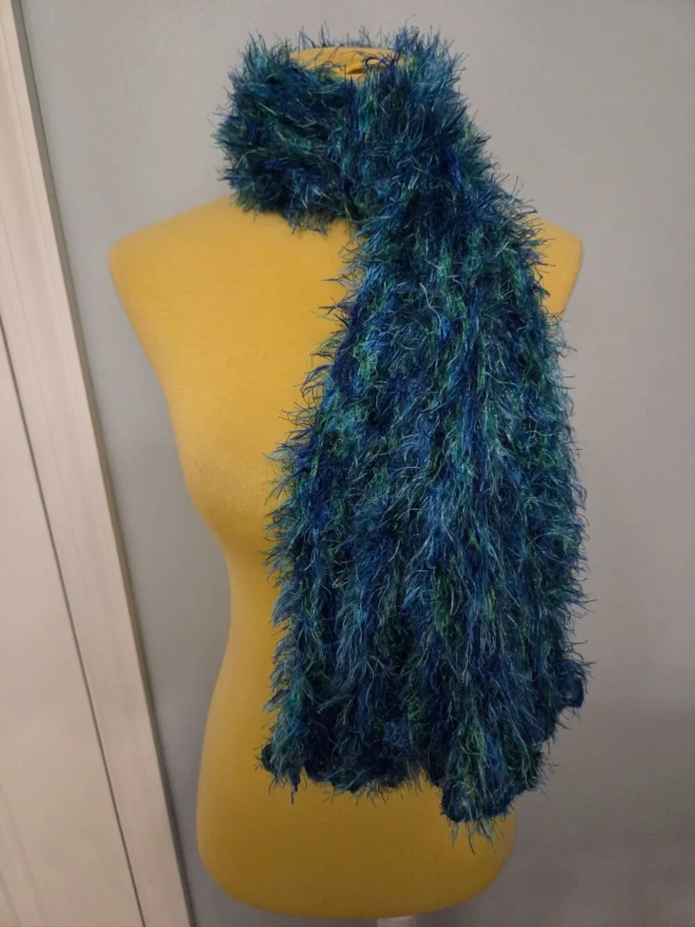 Blue/Green Plush Furry Scarf